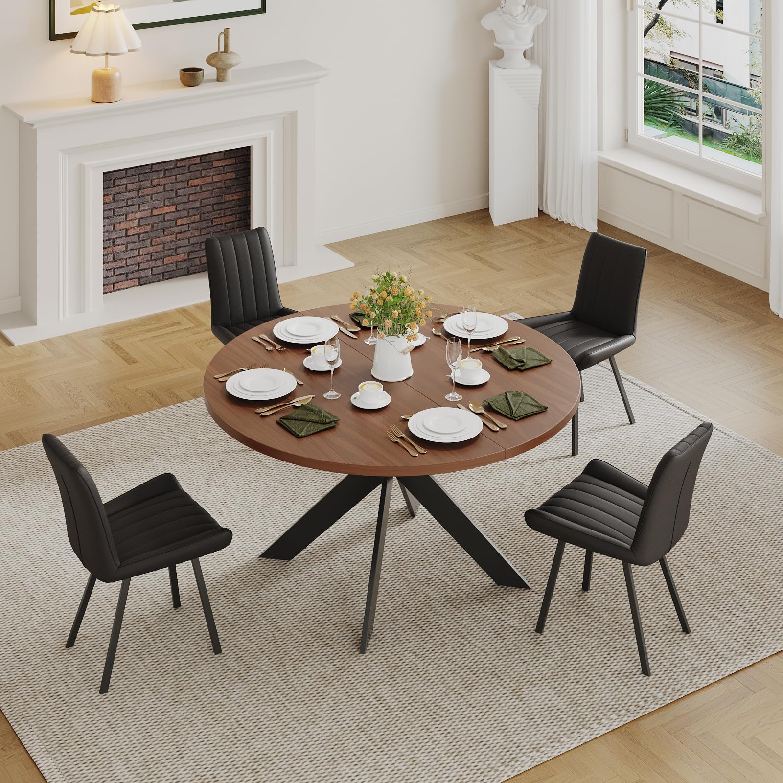 Round Dining Table Set for 4 with Chairs