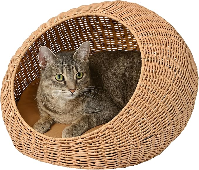 Fiora Circular Faux Wicker Pet Bed with Washable Cushion