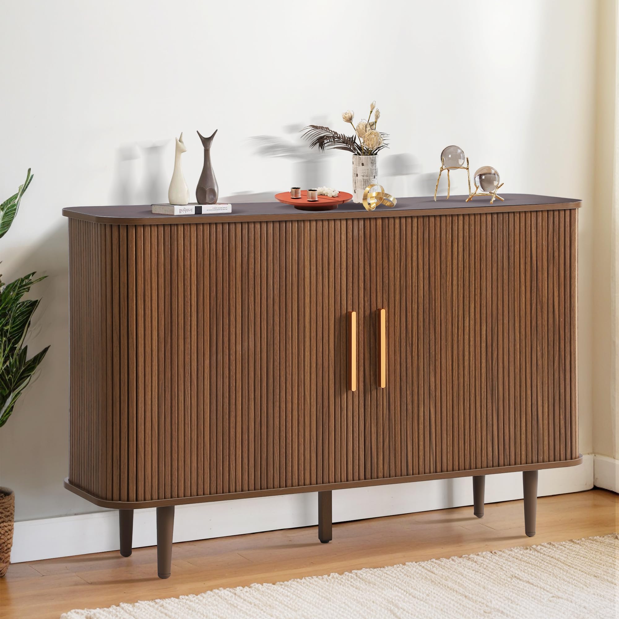 47" Fluted Sideboard Buffet Cabinet with Adjustable Shelves