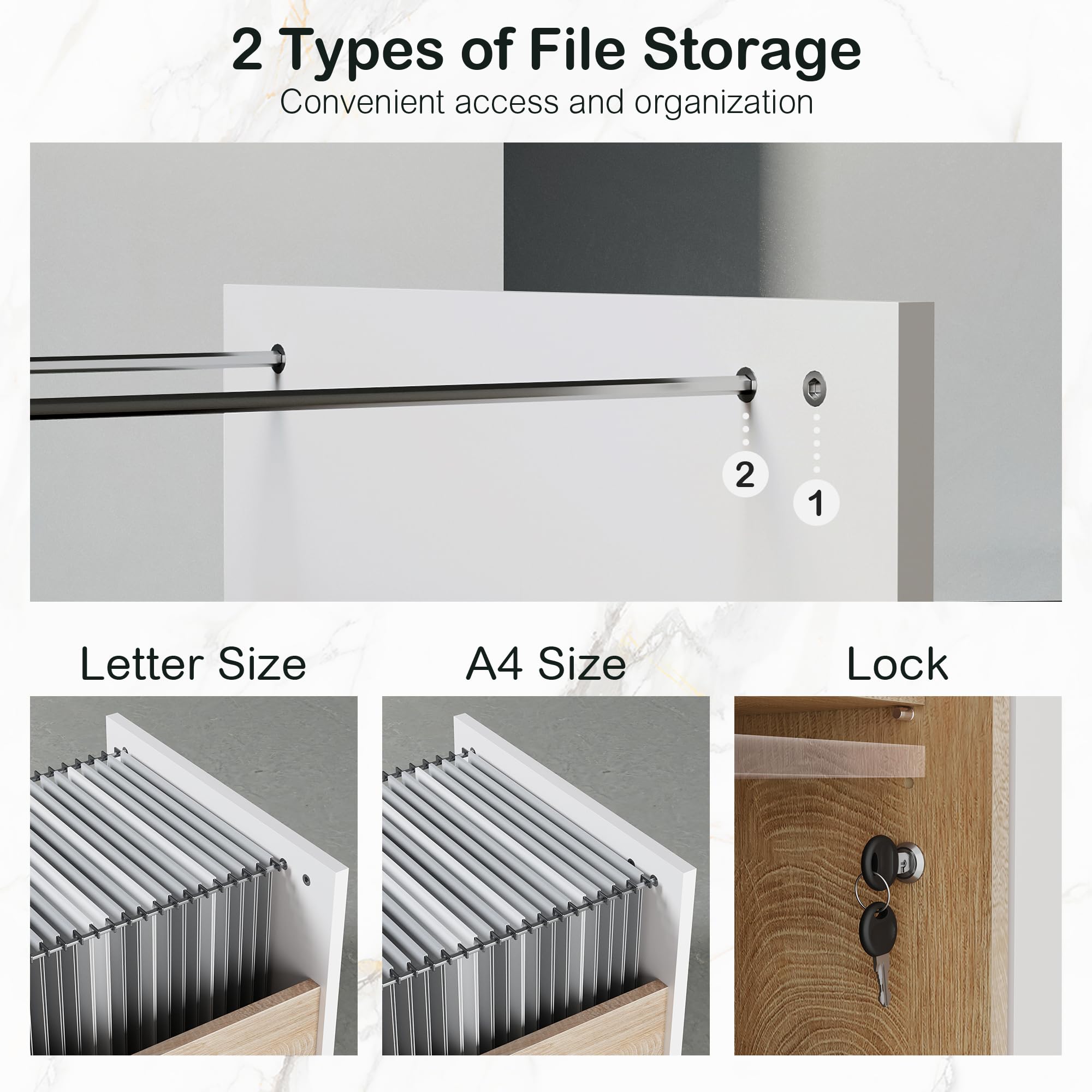 63" Wood Lateral File Cabinet with Lock
