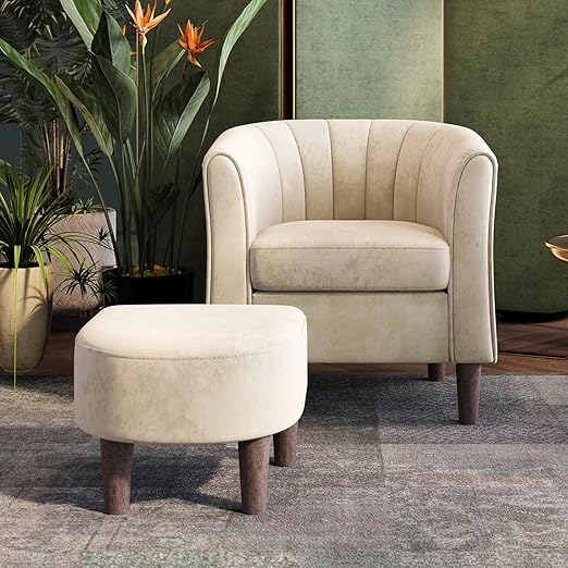Blossom Barrel Accent Chair with Ottoman