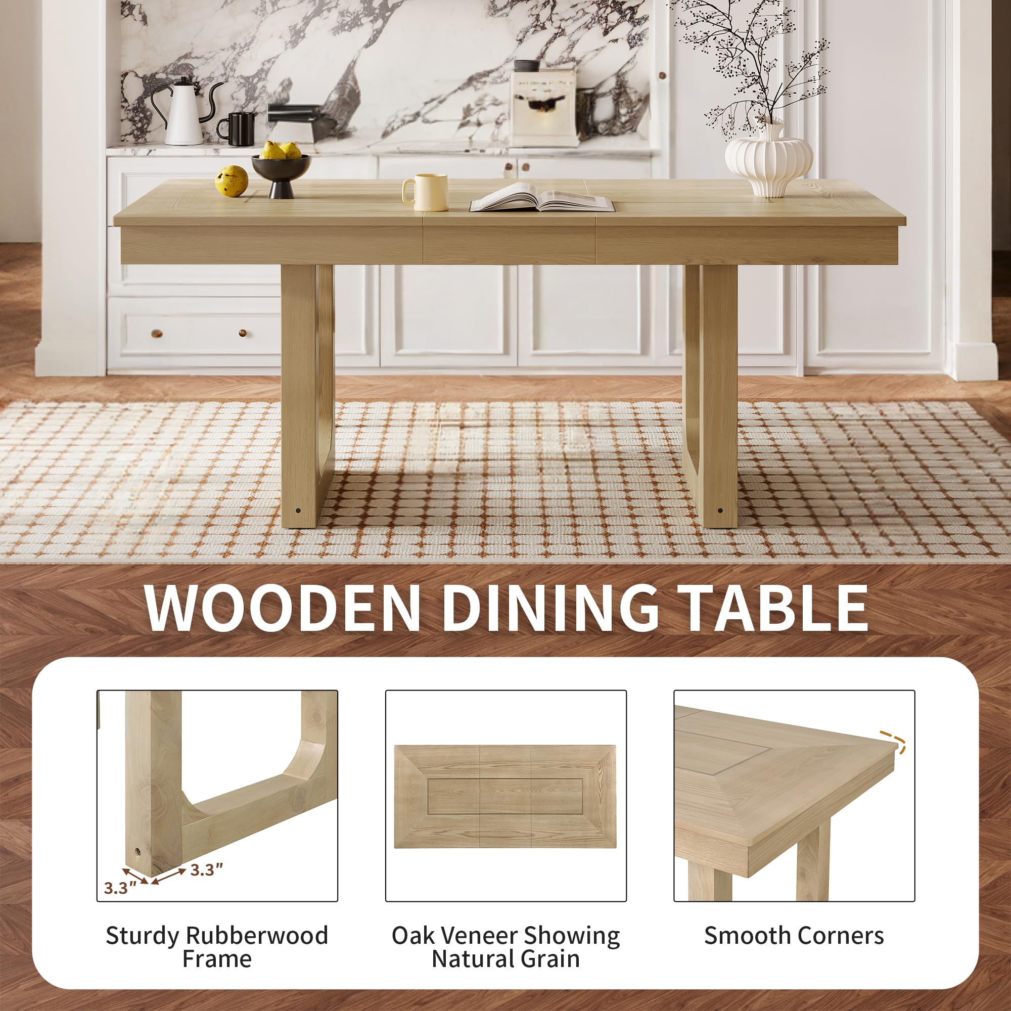 7 Piece Extendable Dining Table Set with Upholstered Chairs