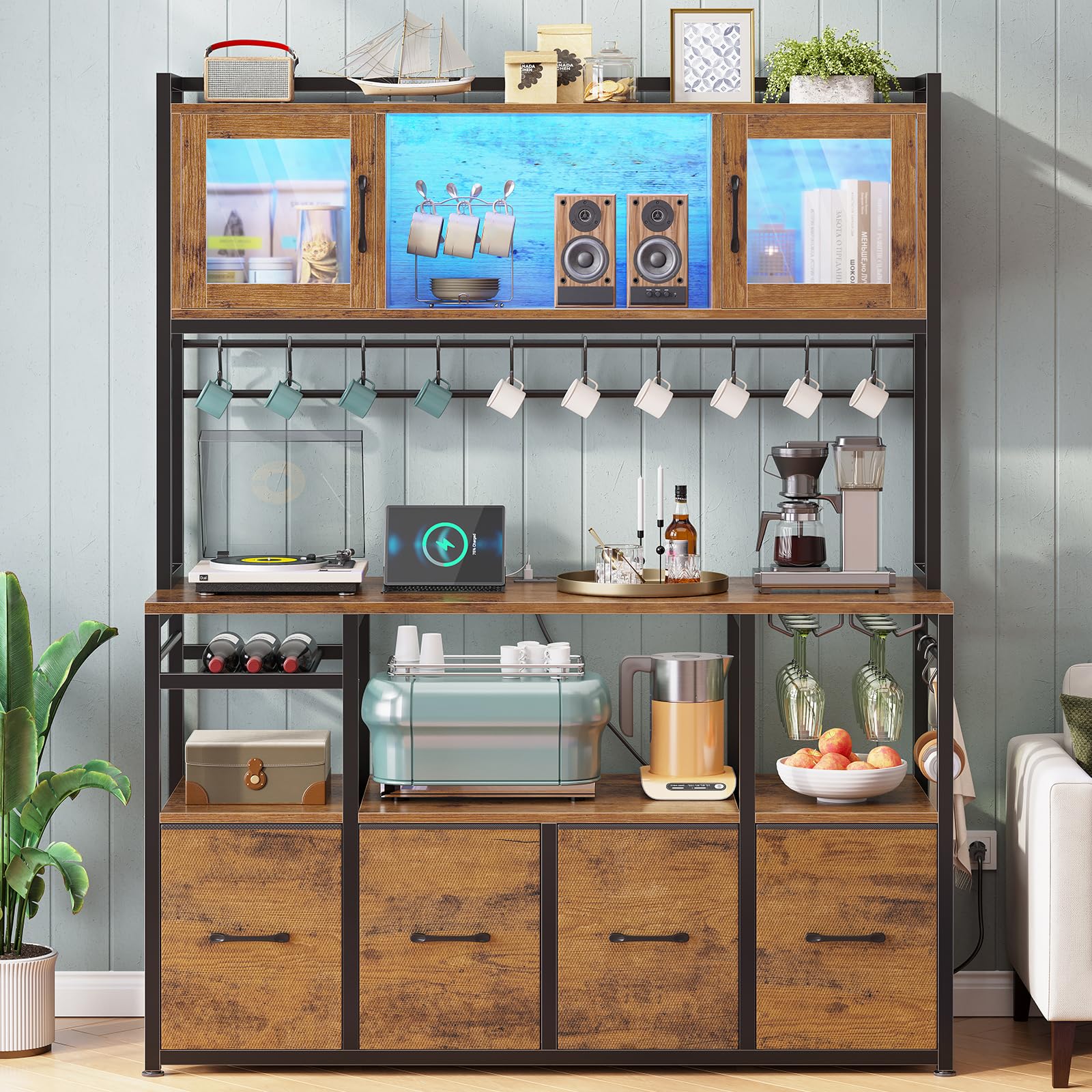 Baker's Rack with Power Outlet and LED Light