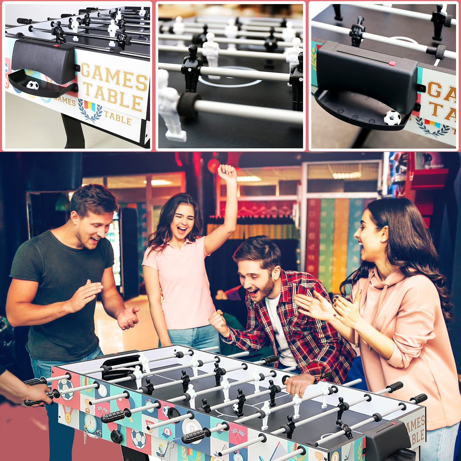 4-in-1 Multi Game Table with Foosball, Pool, Hockey, and Ping Pong