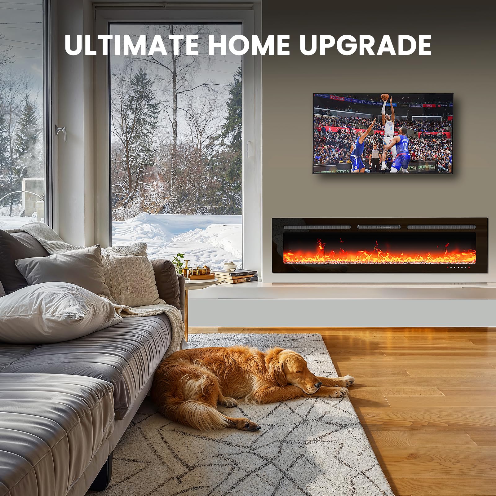 50" Smart Electric Fireplace Heater with App Control