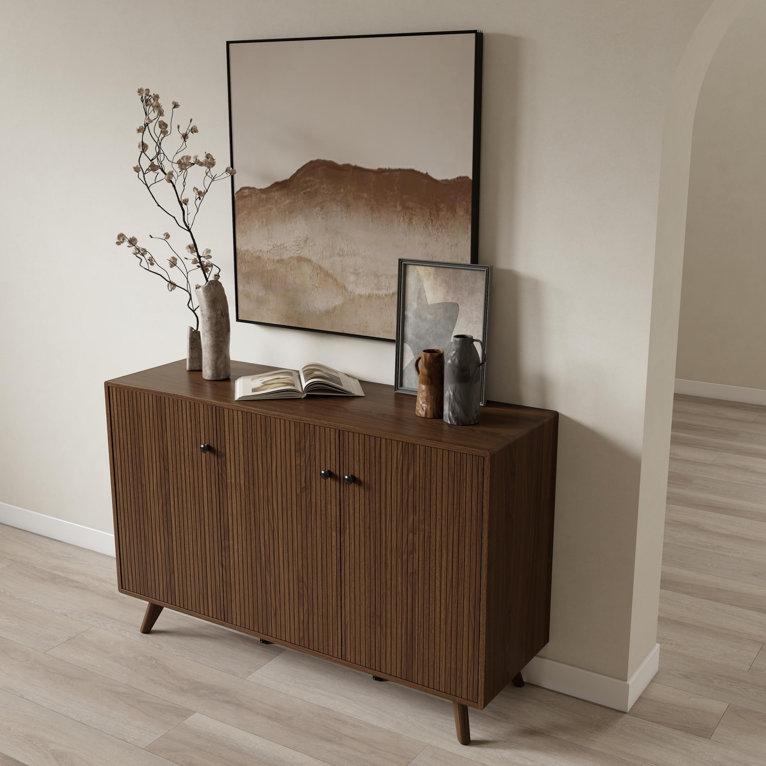 Fluted Buffet Sideboard Cabinet with Storage