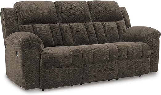 Mocha Chenille Reclining Sofa with Drop-Down Table