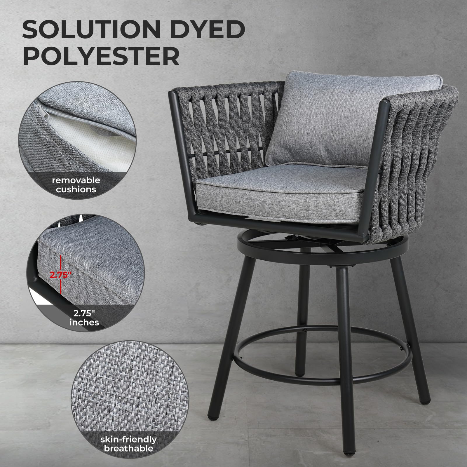 3-Piece Outdoor Swivel Bar Stool Set with Table