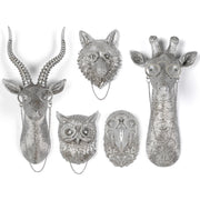Silver Animal Head Wall Decor Set - 5 Pack