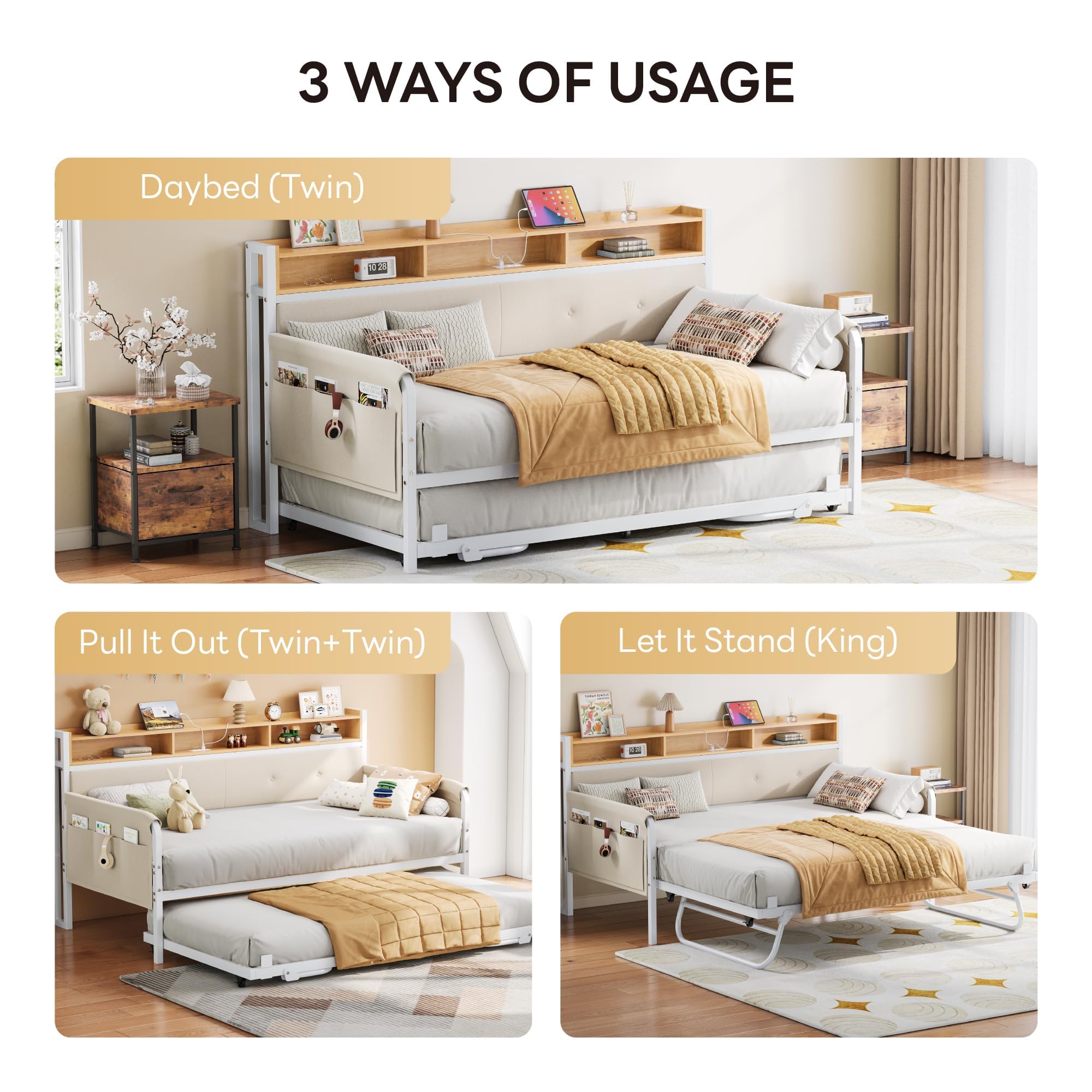 Daybed with Trundle and Charging Station