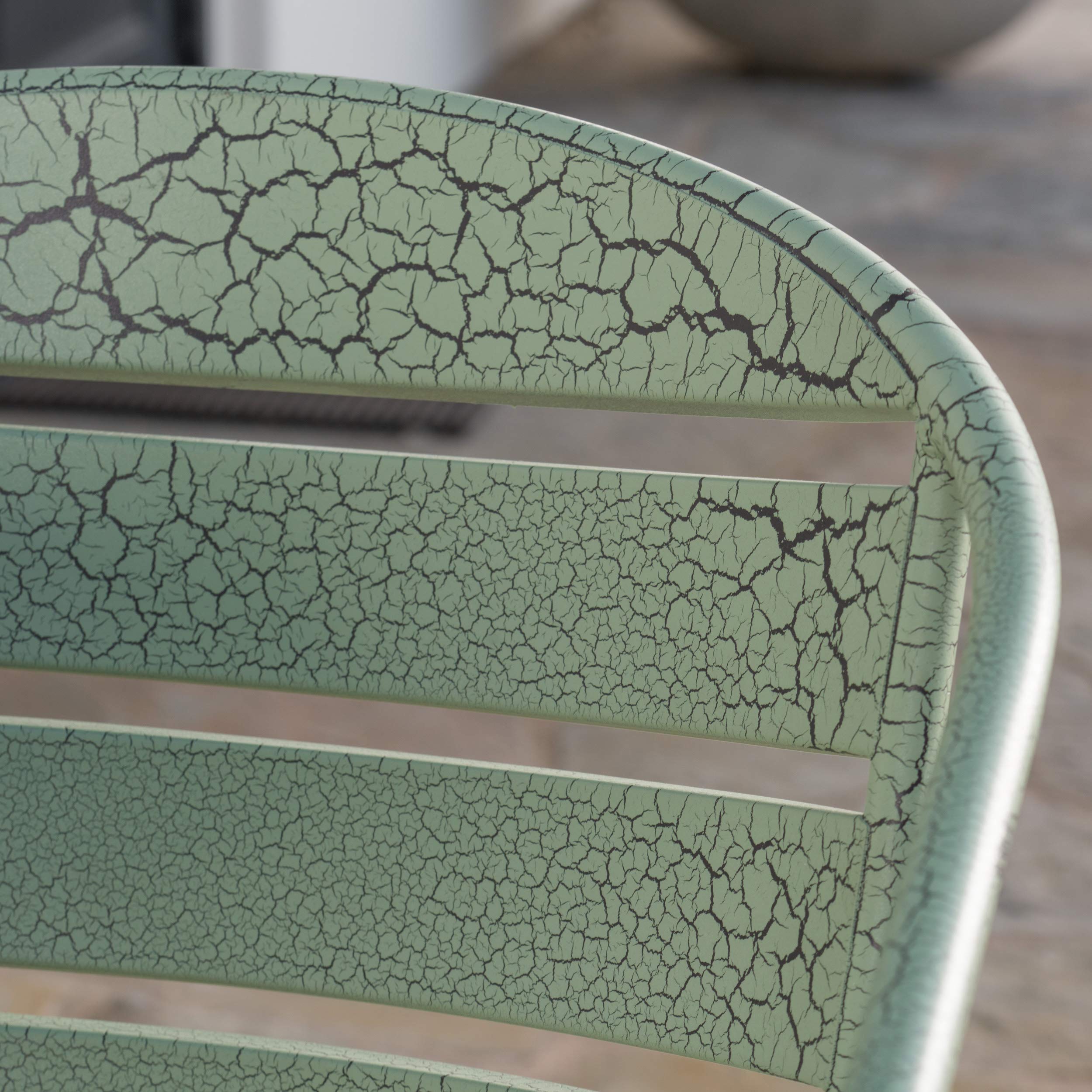 3 Piece Crackle Green Iron Bistro Set
