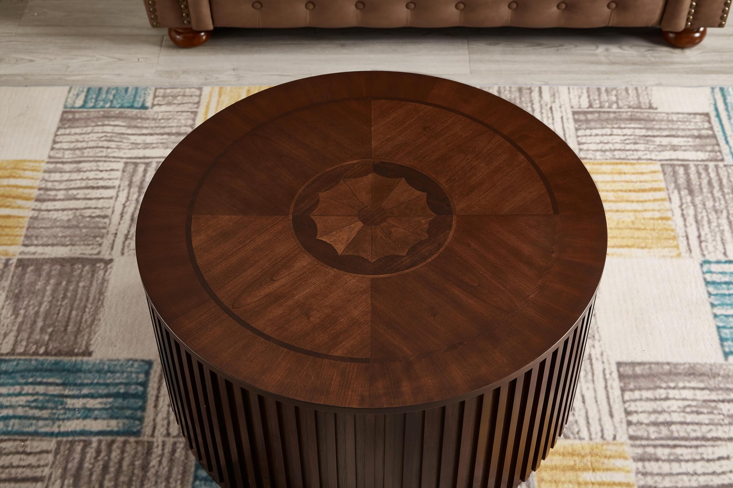 Round Lift Top Coffee Table with Storage and Hidden Compartment