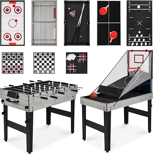 13-in-1 Combo Game Table Set with Ping Pong, Foosball, Basketball, Air Hockey