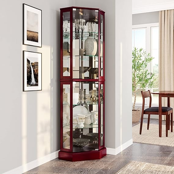 Corner Curio Cabinet with Glass Doors