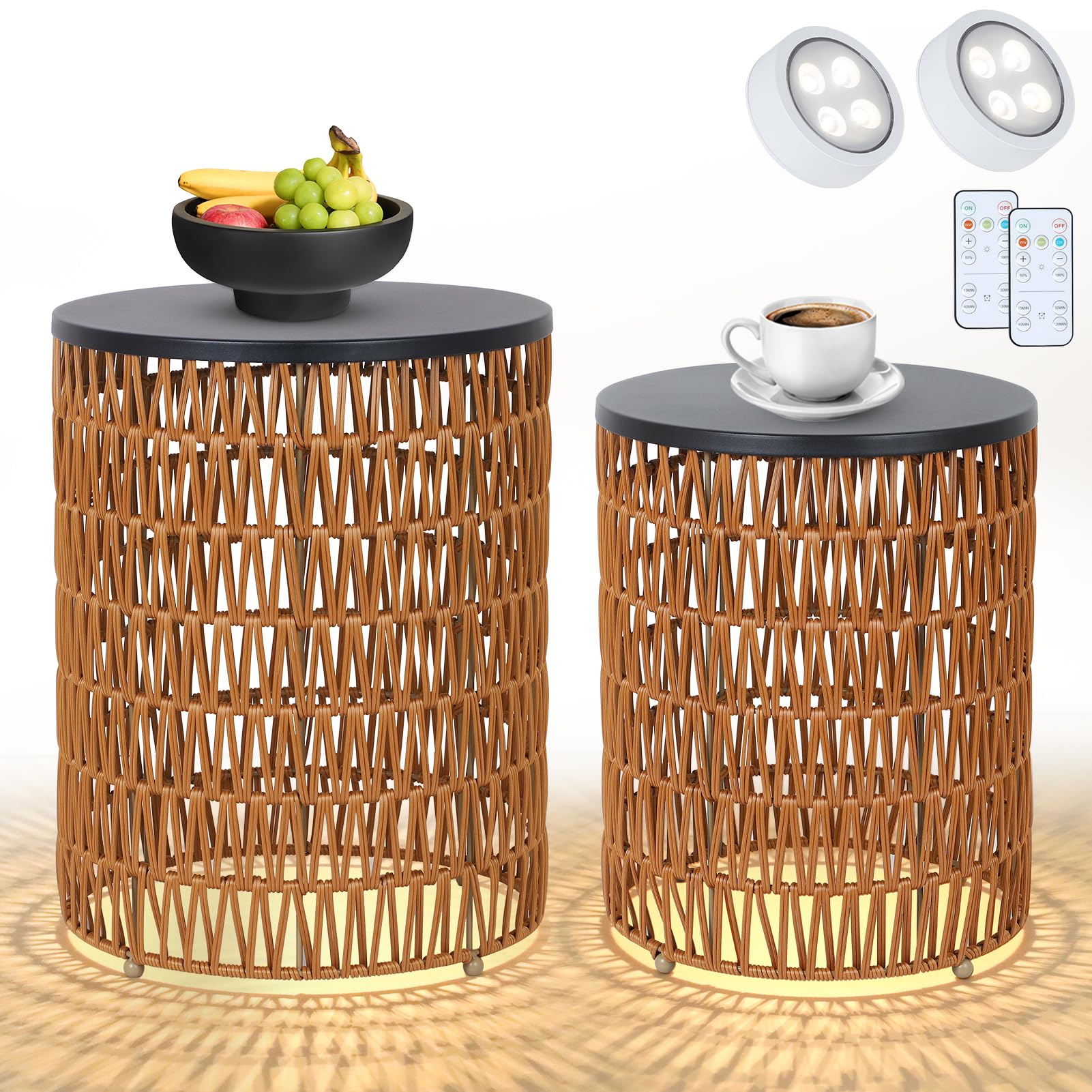 Outdoor Side Table with Dimmable Light