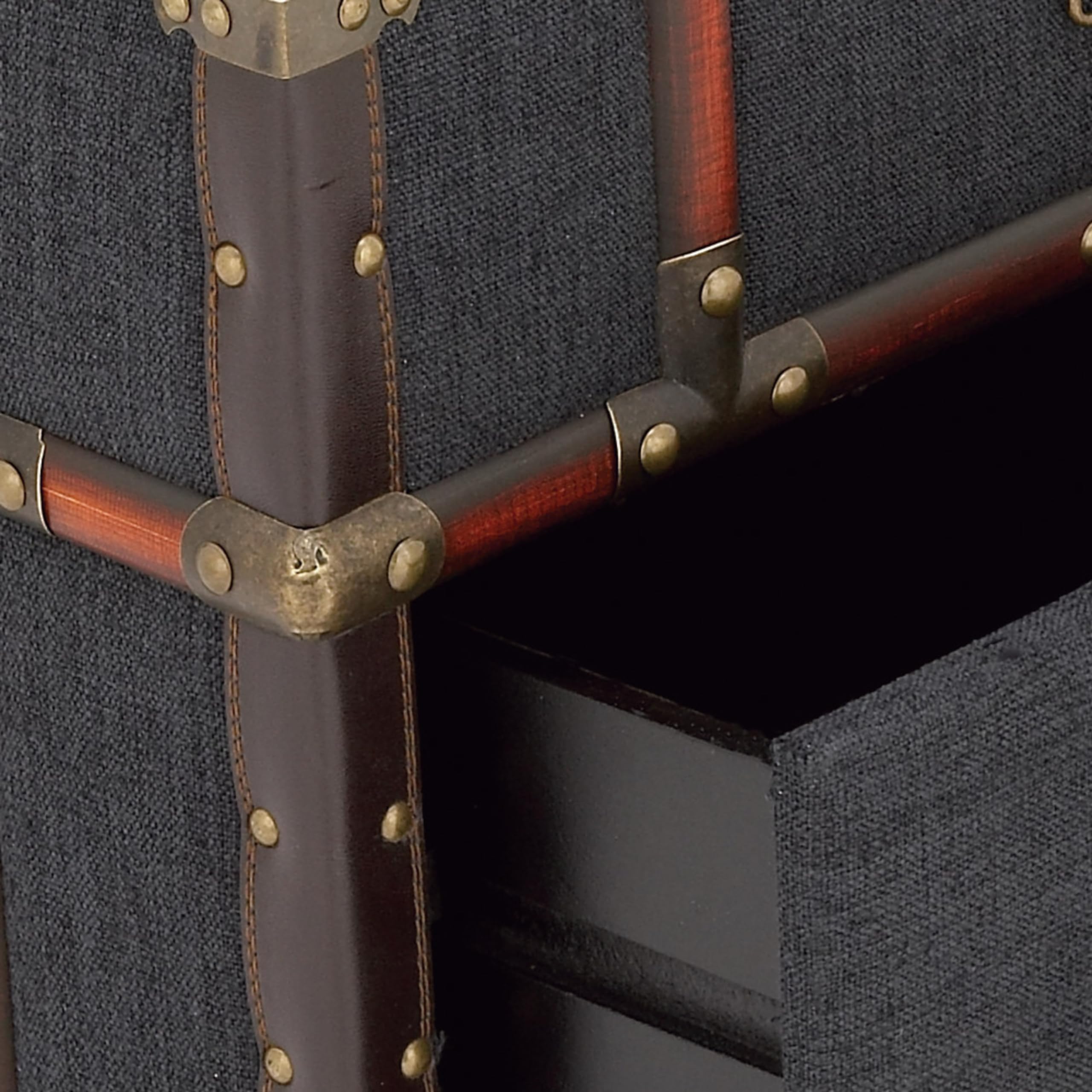 Blue Linen Upholstered 2-Drawer Accent Table