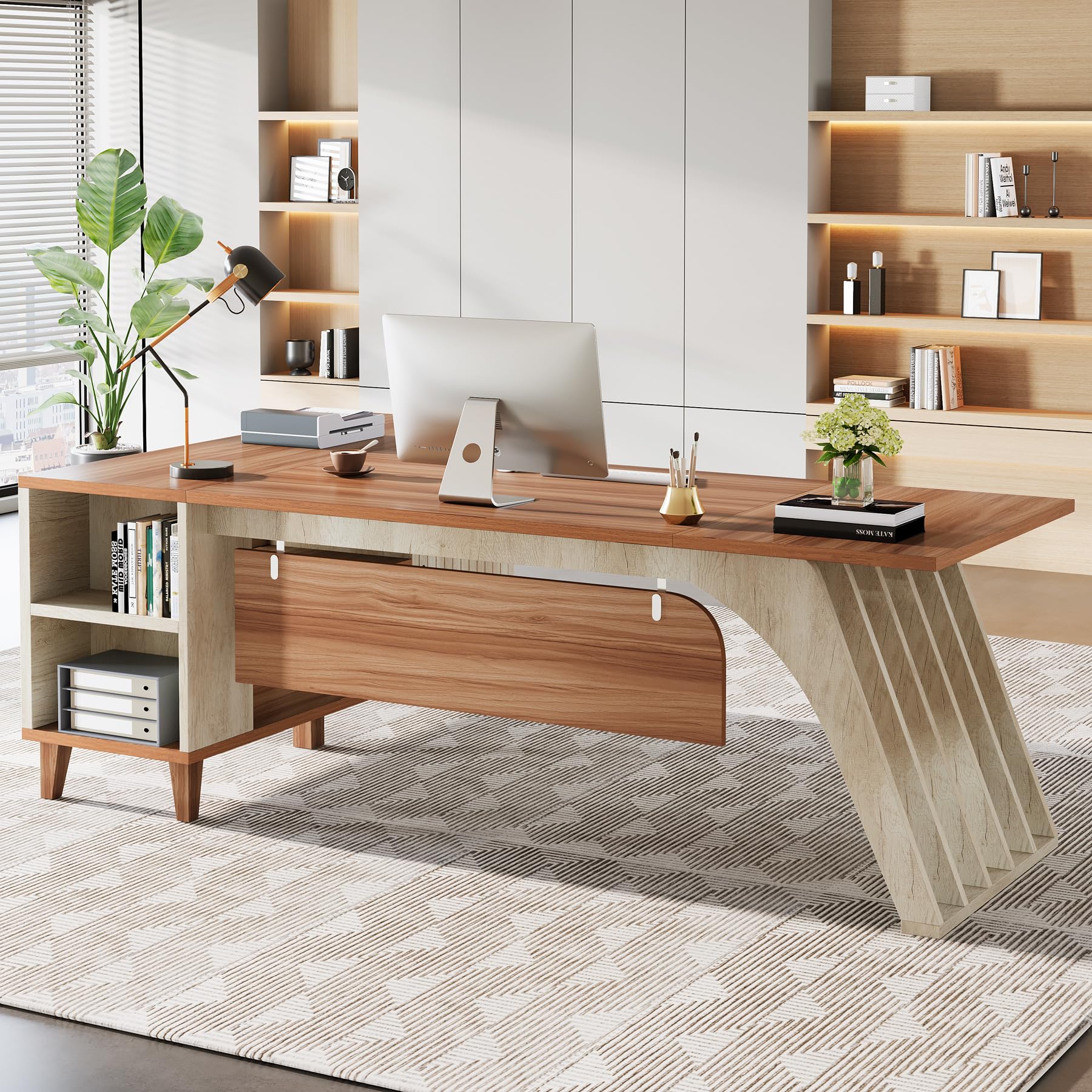 L-Shaped Executive Desk with Storage