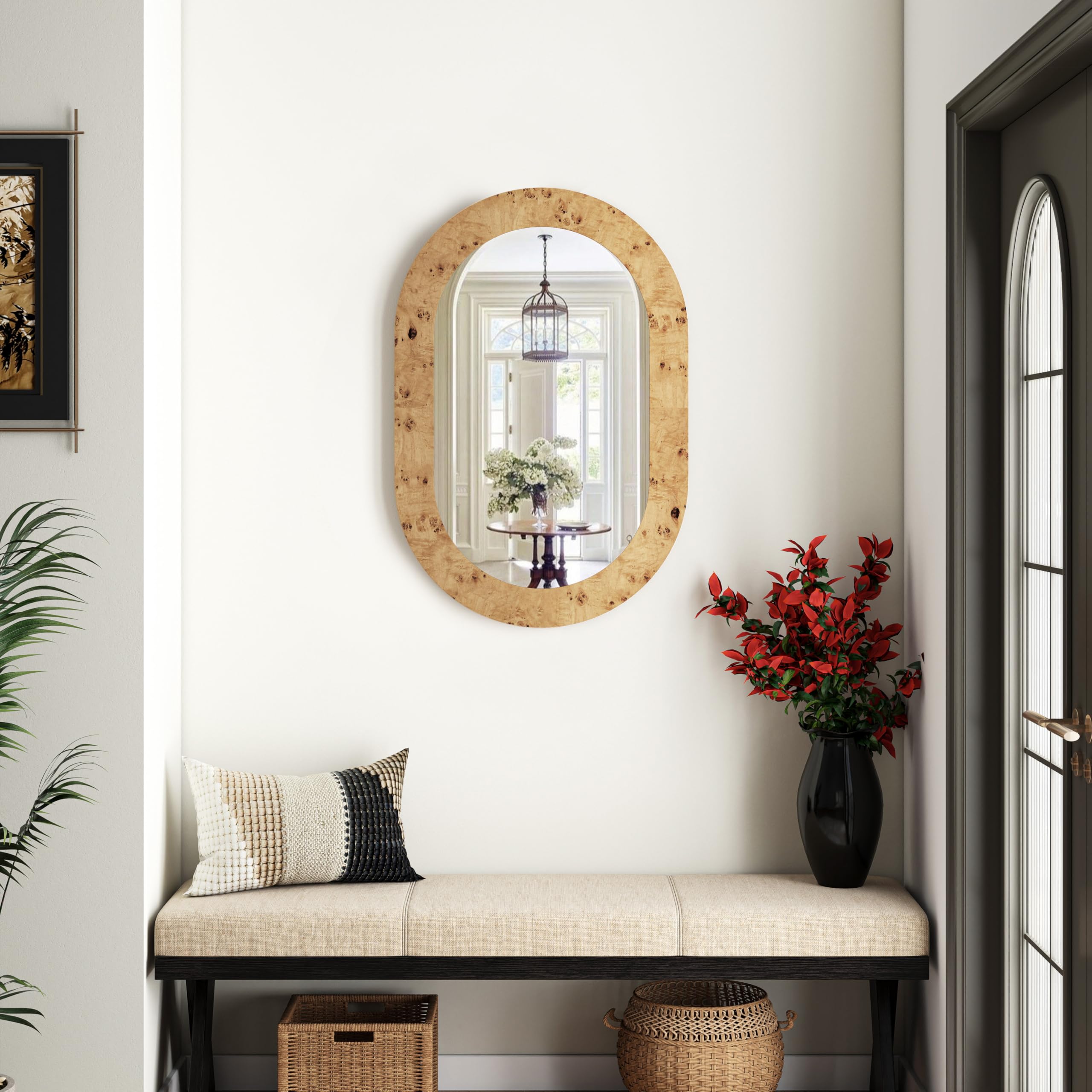 Oval Burlwood Wall Mirror