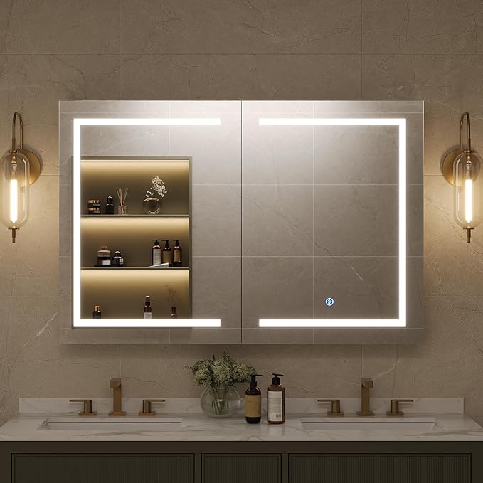 LED Lighted Medicine Cabinet with Mirror 48" x 32"
