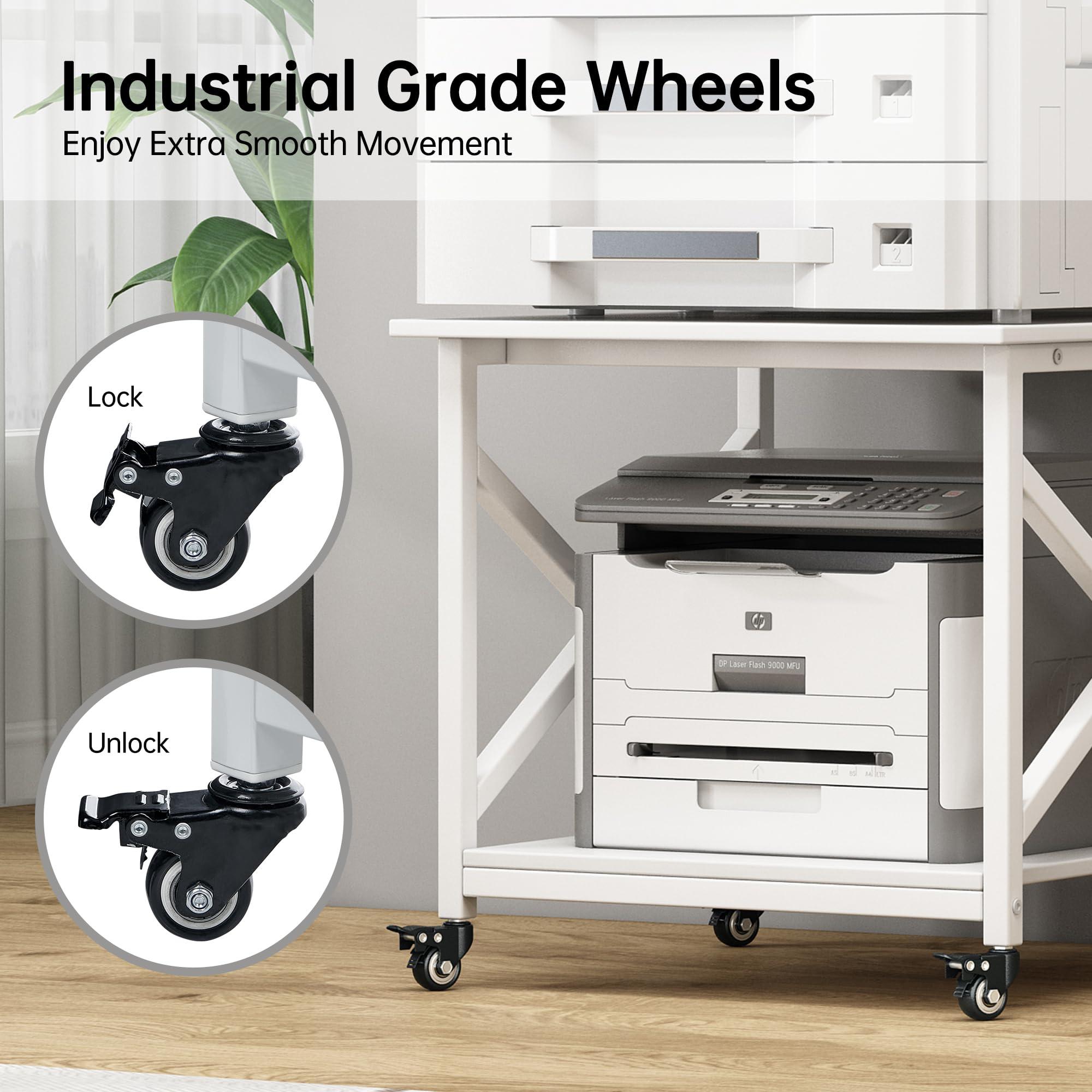 2-Tier Printer Stand with Wheels