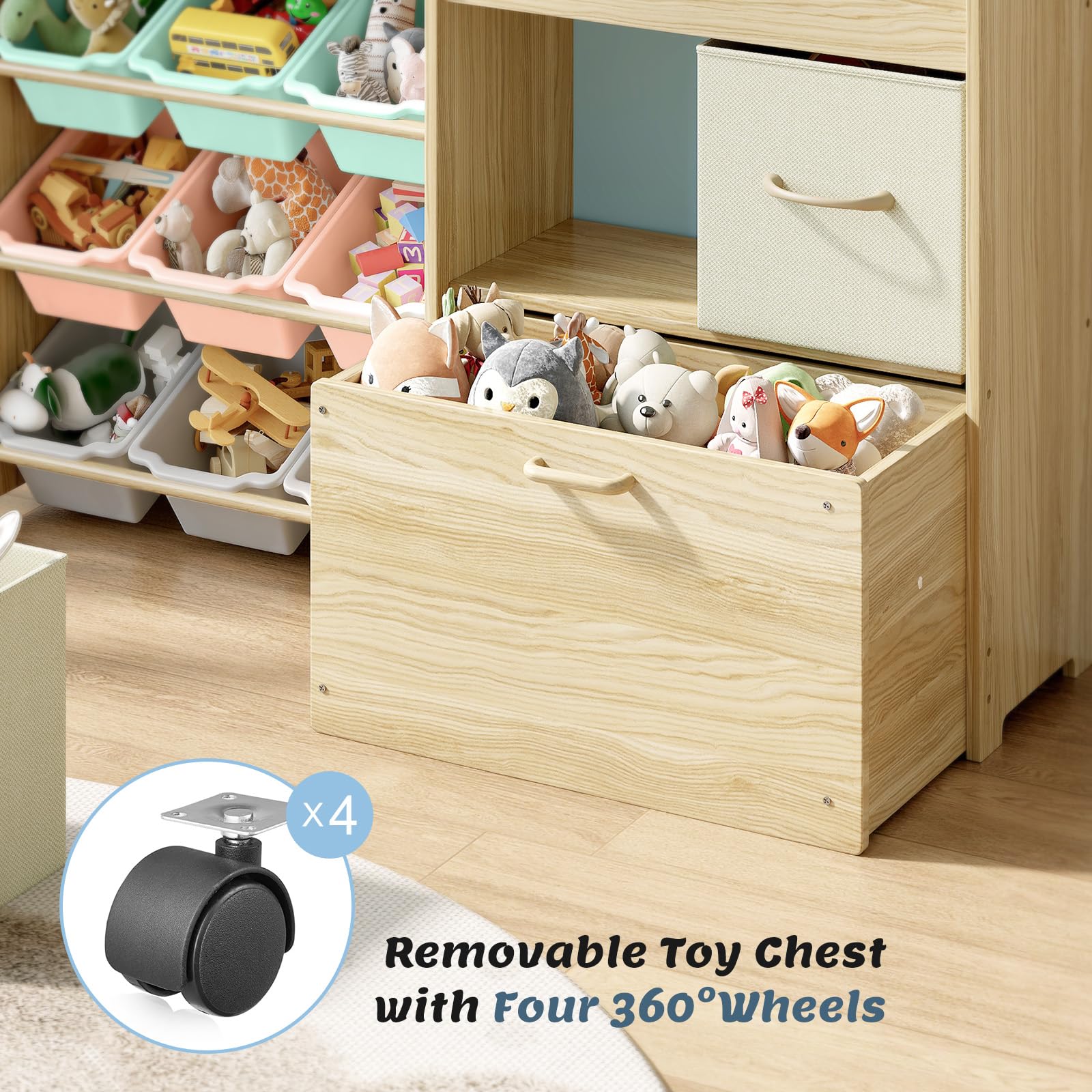 4-in-1 Kids Toy Storage Organizer with 9 Bins