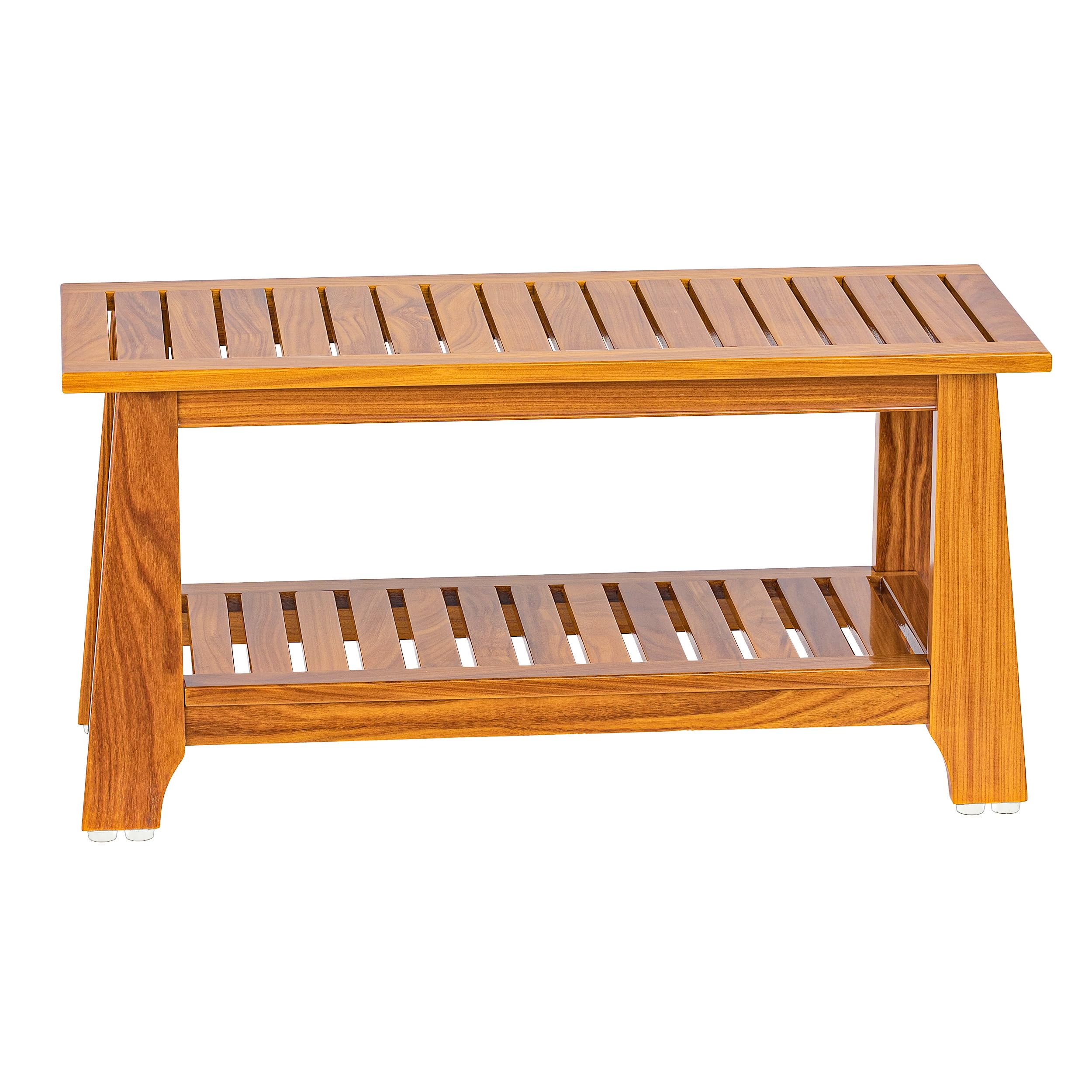 Commercial Teak Shower Bench with Non-Slip Leveling Feet