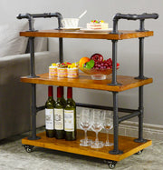 Industrial Pipe Bar Cart with Wheels