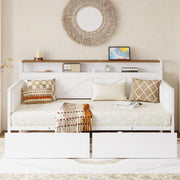 Twin Size Daybed with Storage Drawers and Charging Station