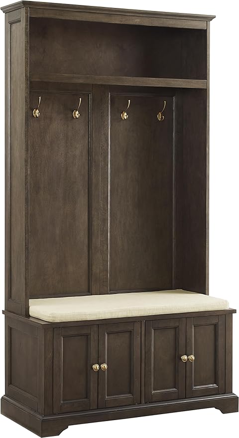 Holbrook Hall Tree with Shoe Rack Bench and Coat Hooks - Distressed White