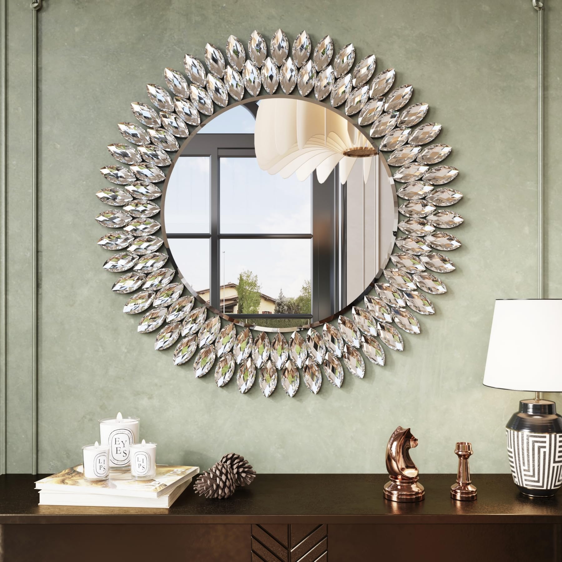 Round Diamond Wall Mirror 26 Inch