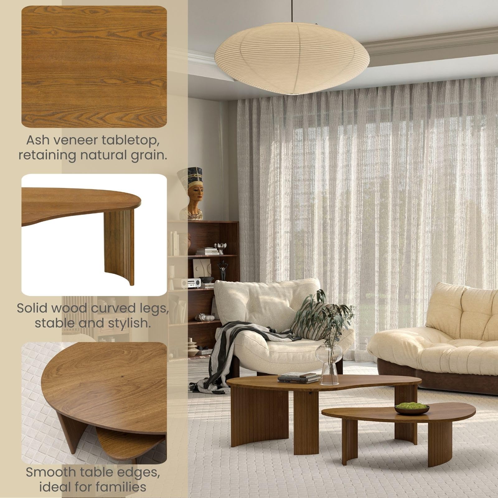 Mid Century Modern Nesting Coffee Table Set of 2