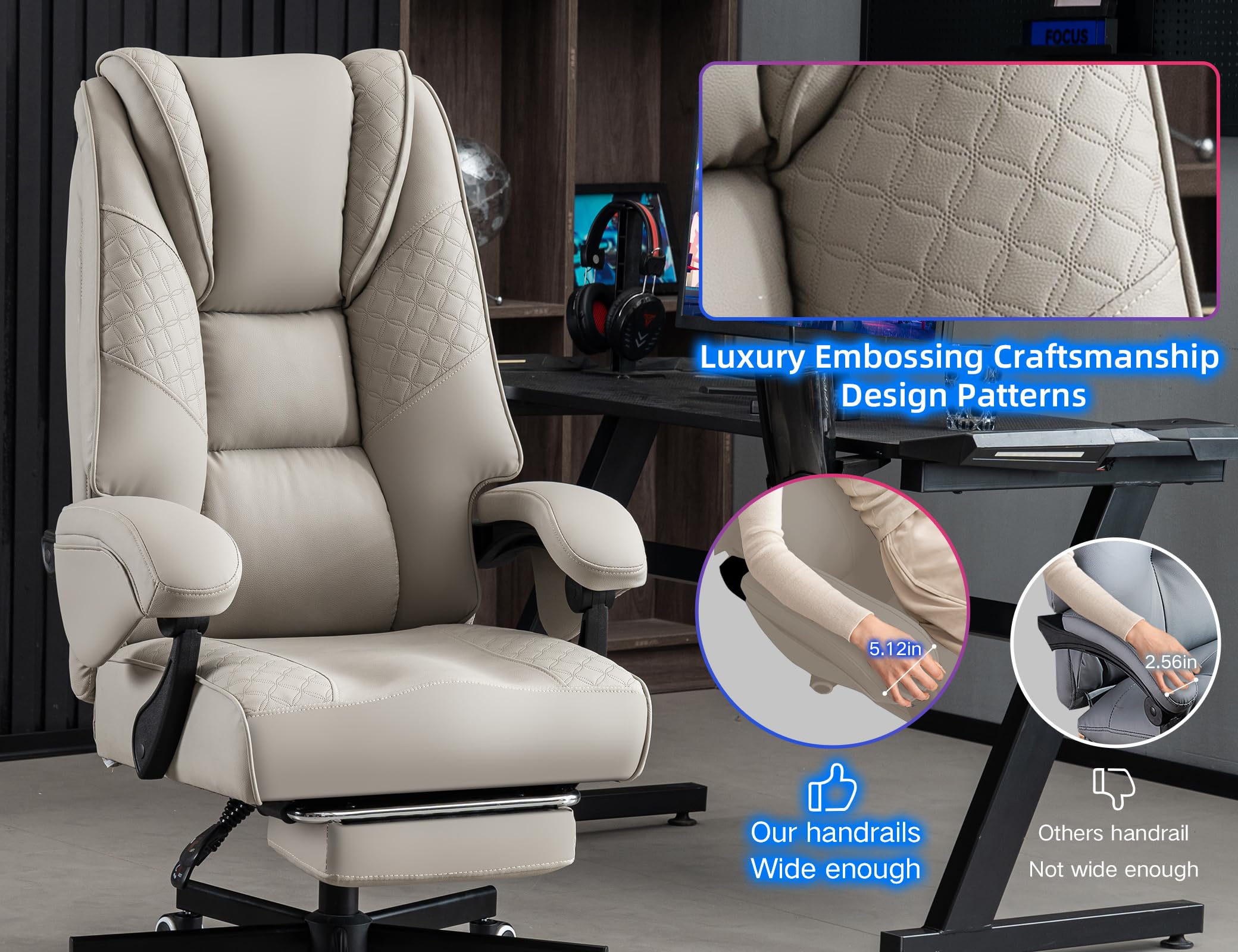 Big and Tall Office Chair with Footrest and Lumbar Support