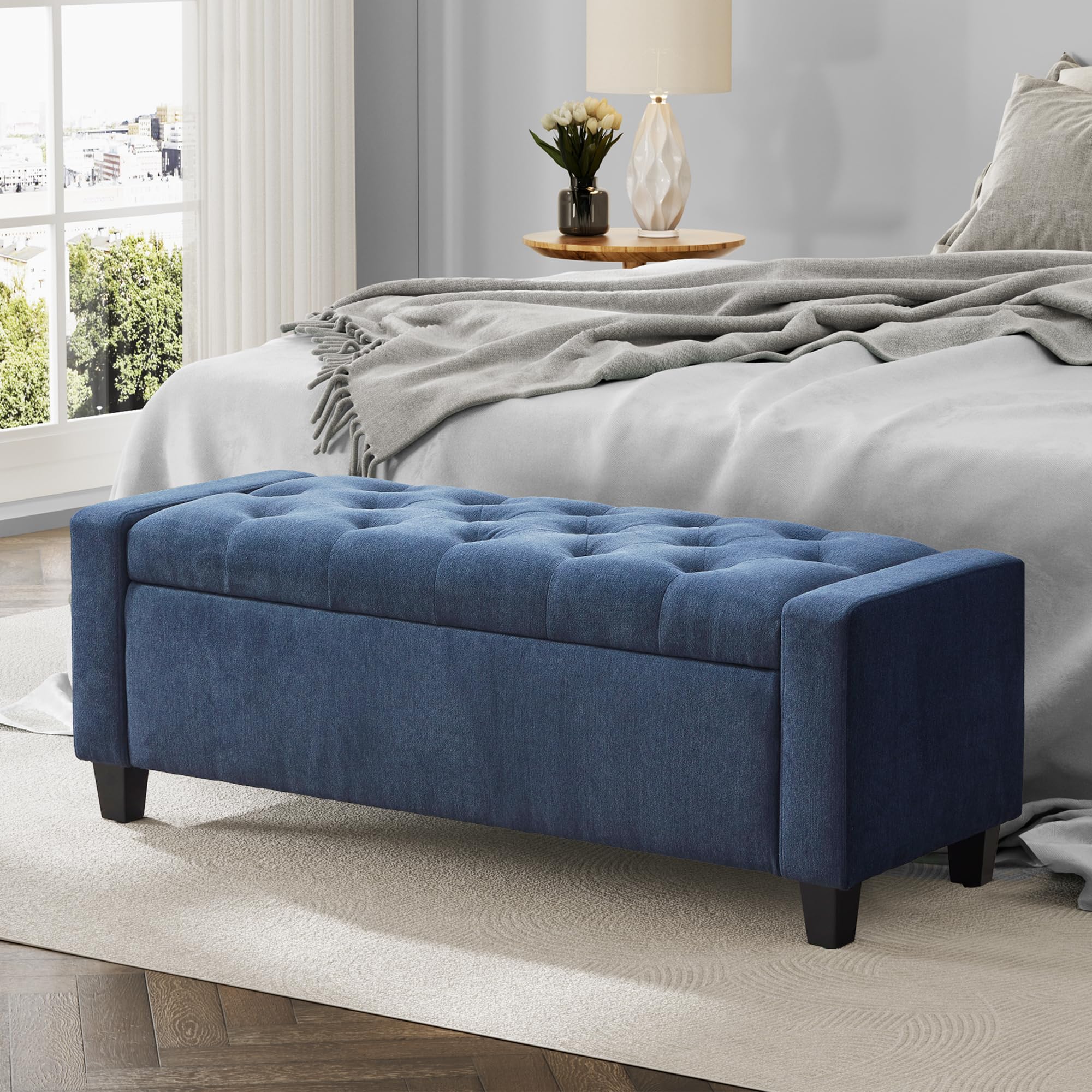 Upholstered Storage Bench with Hinge