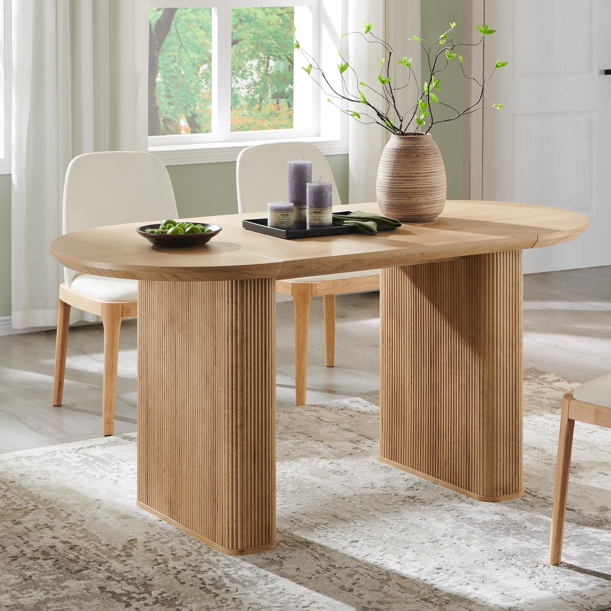 63" Fluted Oval Dining Table for 4-6