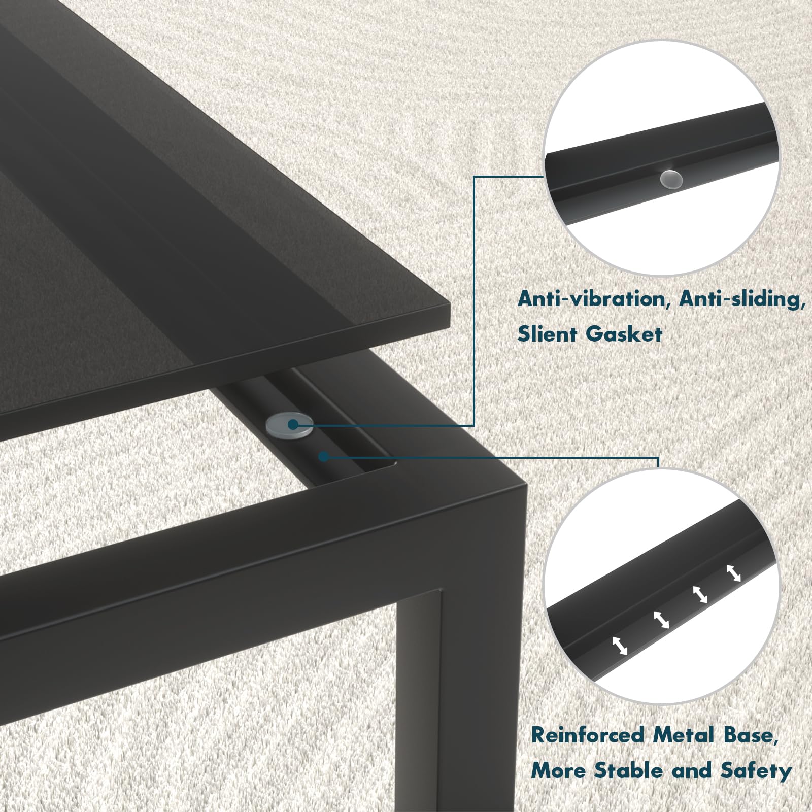 Black Glass Square Coffee Table