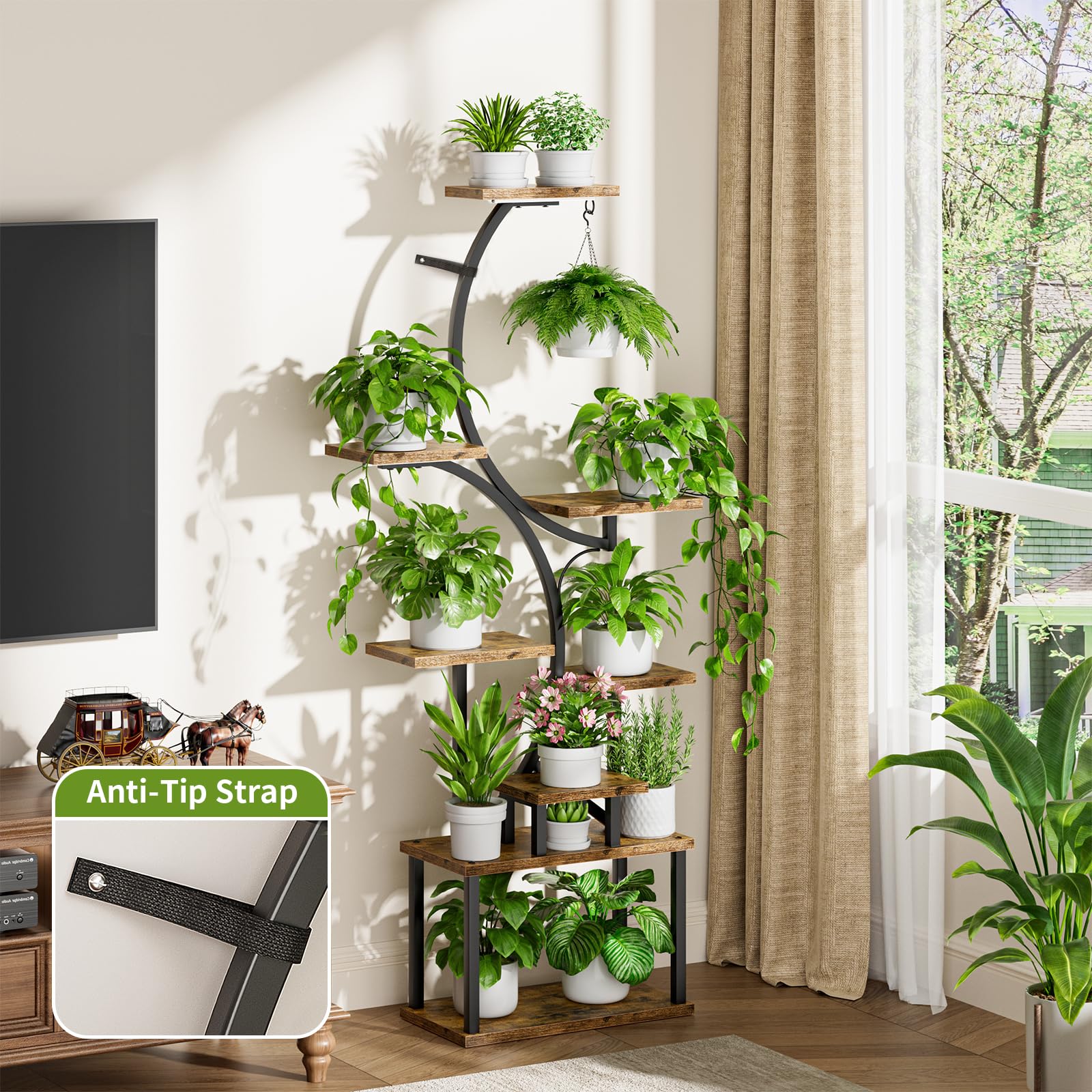 8-Tier S-Shaped Plant Stand with Grow Lights
