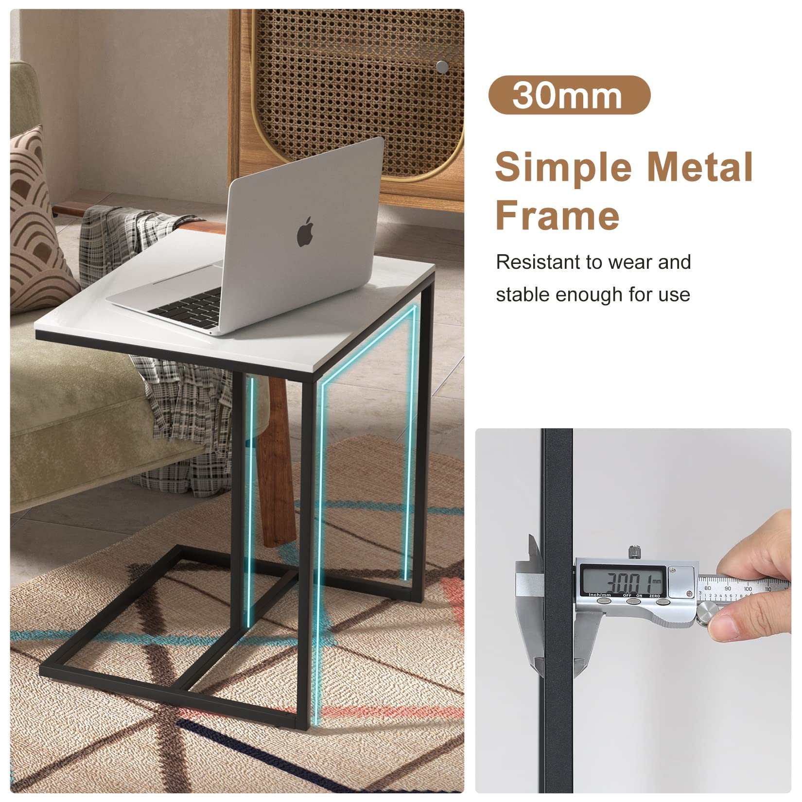 C-Shaped Sintered Stone End Table