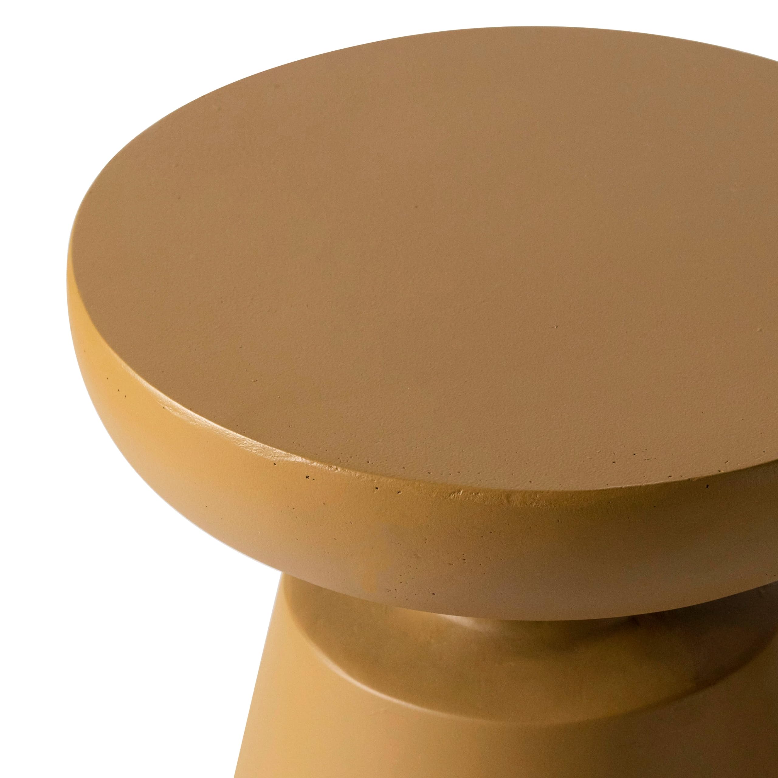 Round Fiberstone Side Table with Pedestal Base