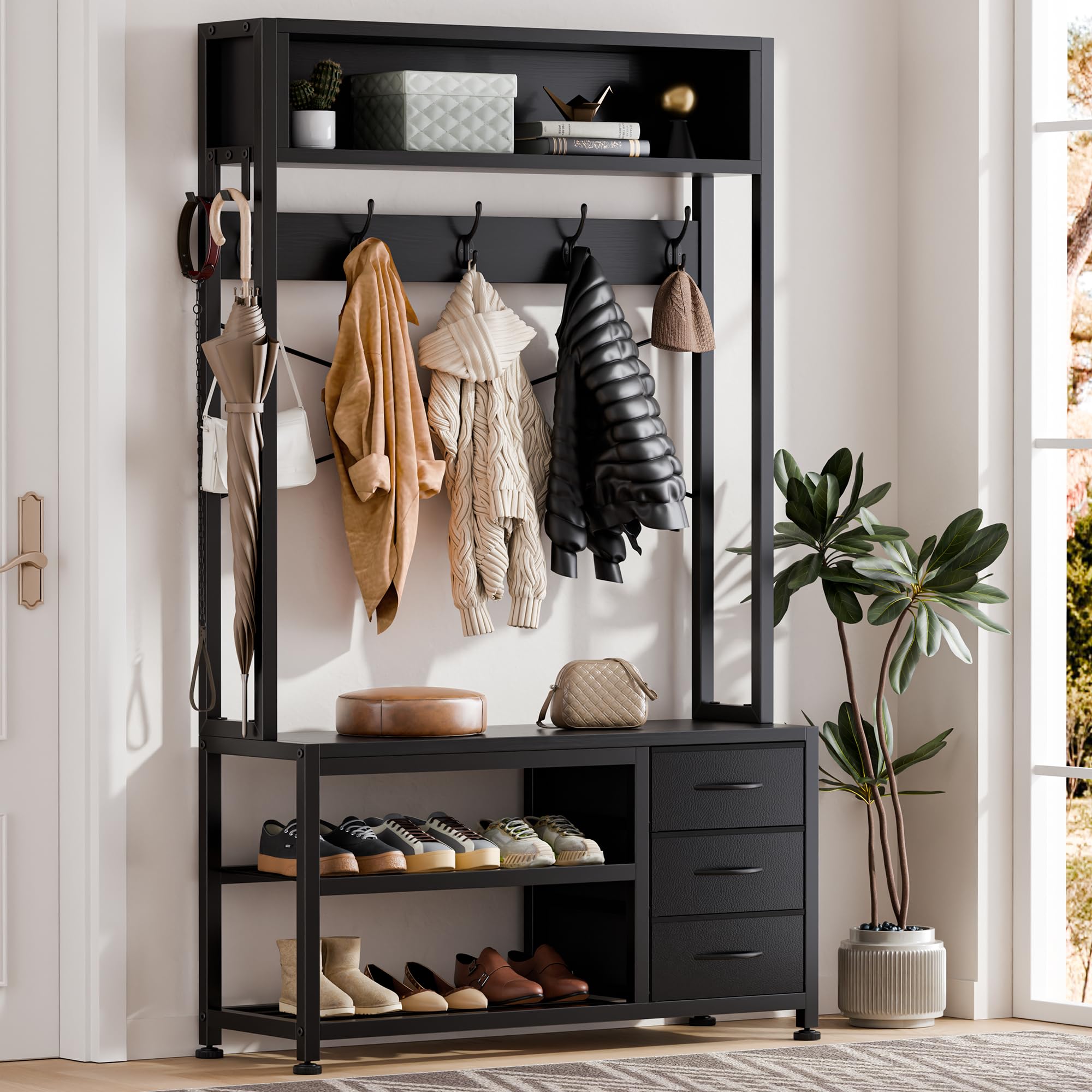 Hall Tree with Bench and Shoe Storage