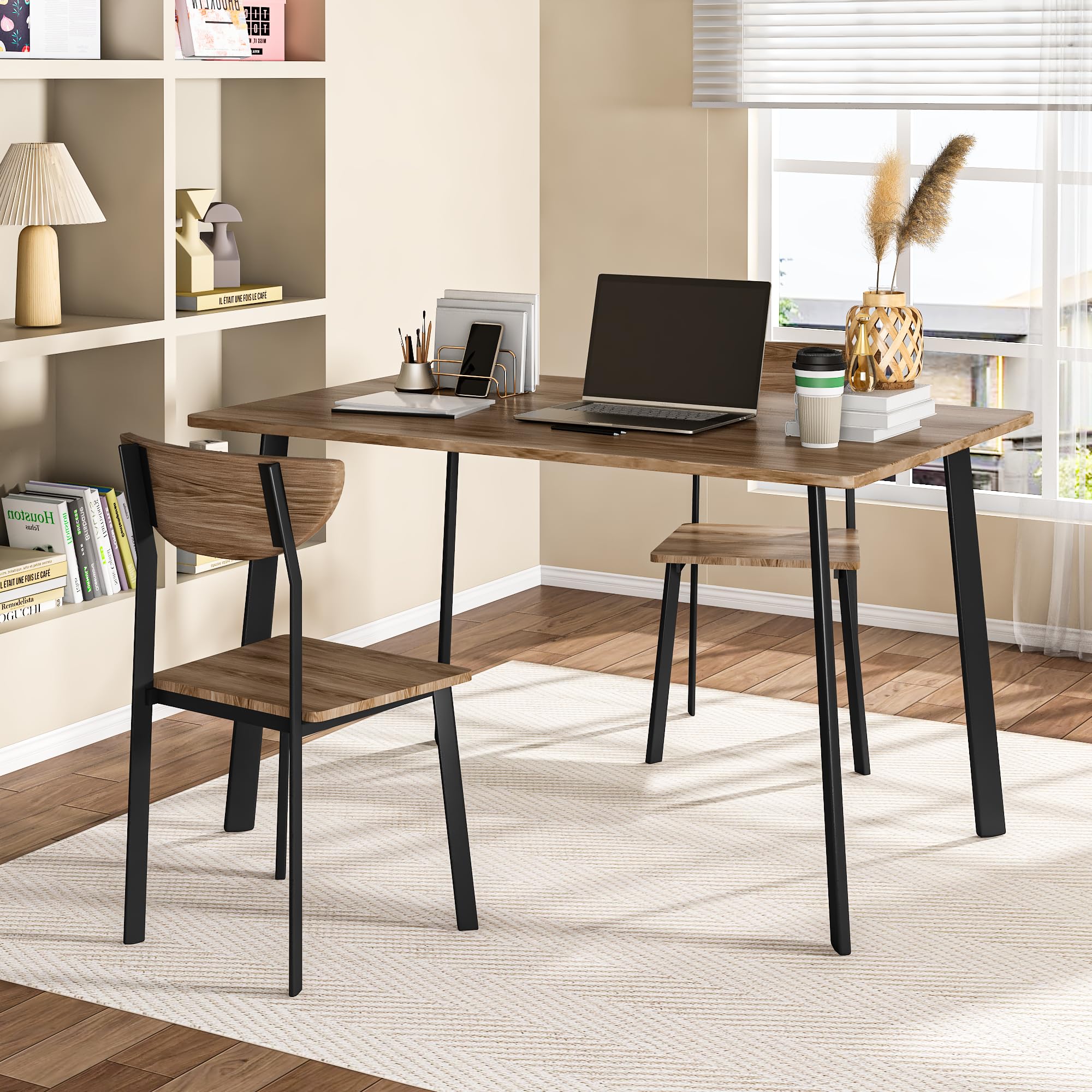 Dining Table Set for 4 with Curved Backrest Chairs