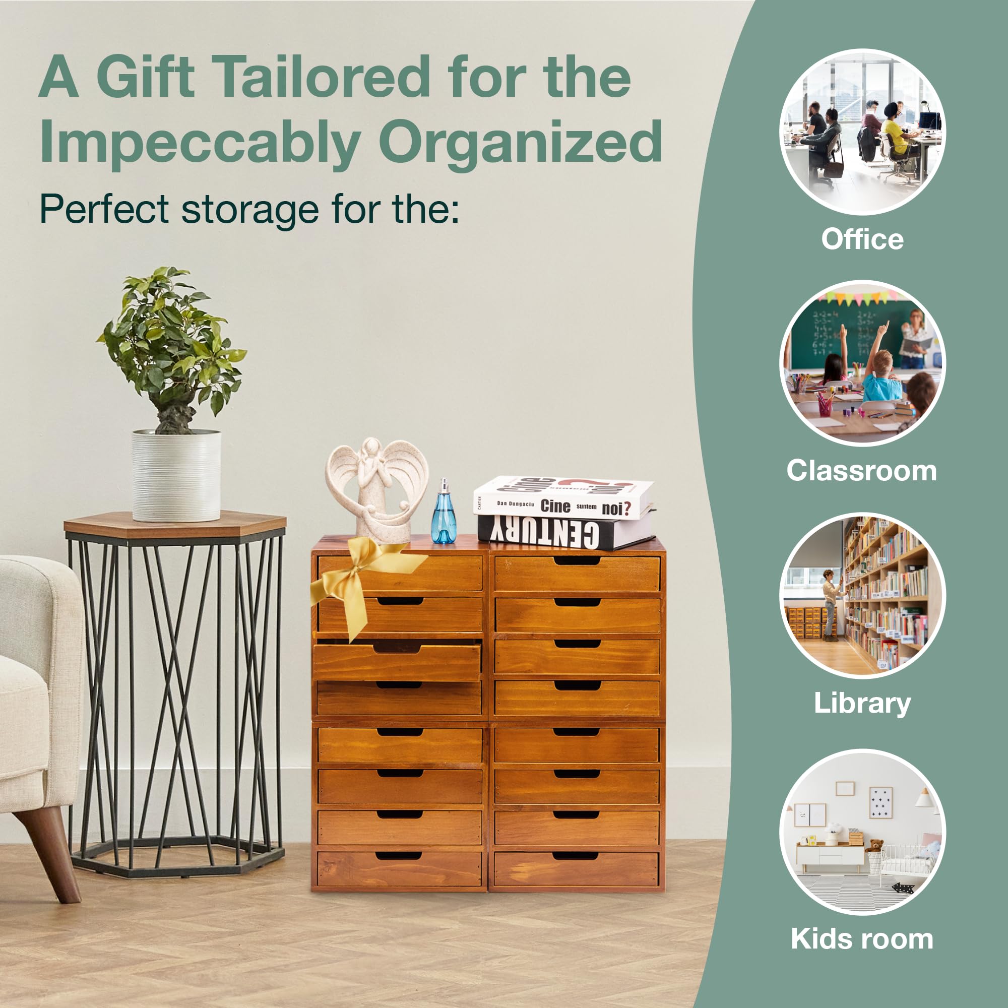 4-Pack Wooden Desktop Storage Organizer