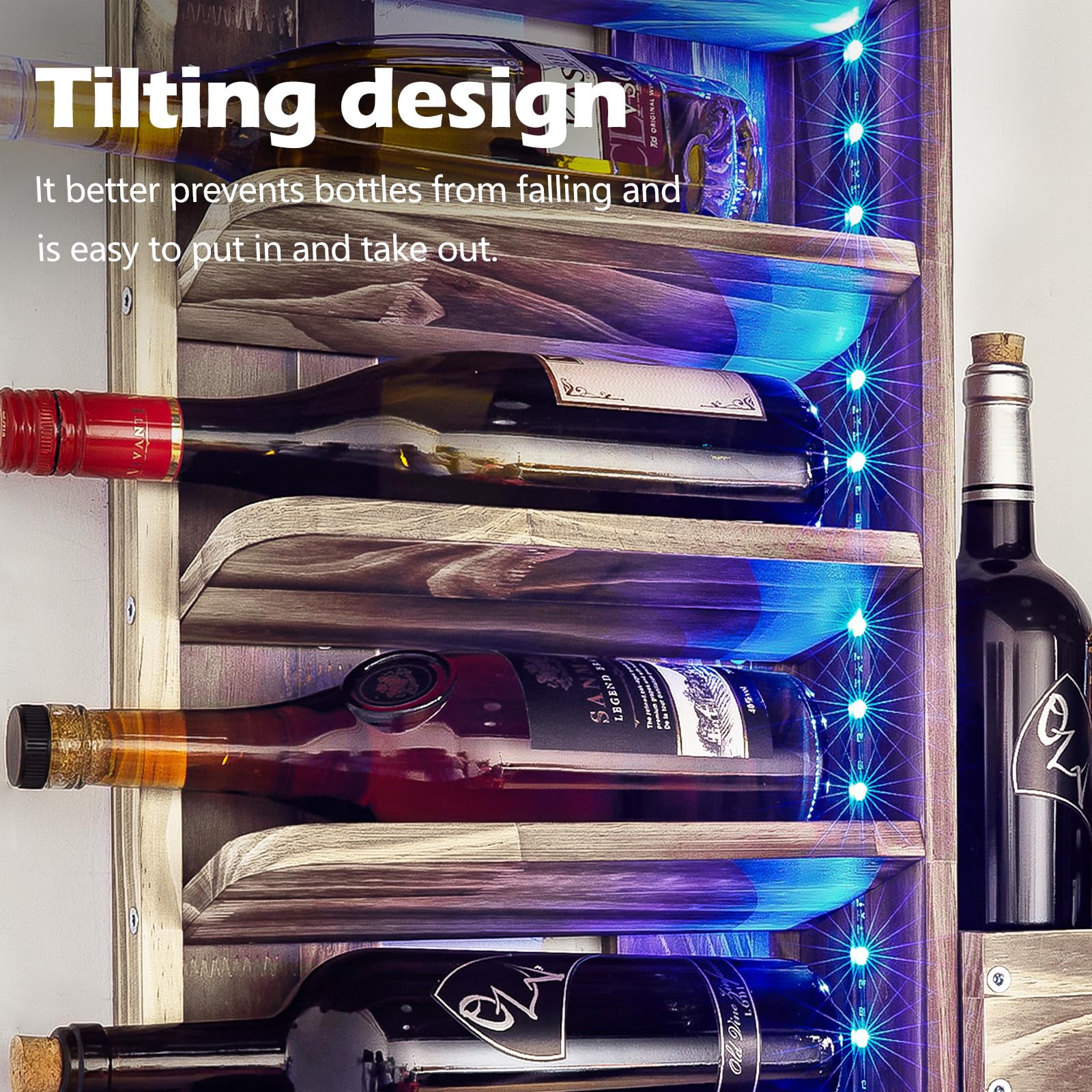 Wall Mounted Wine Rack with LED Light