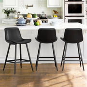 24 Inch Counter Stool Set of 3 with Back and Footrest