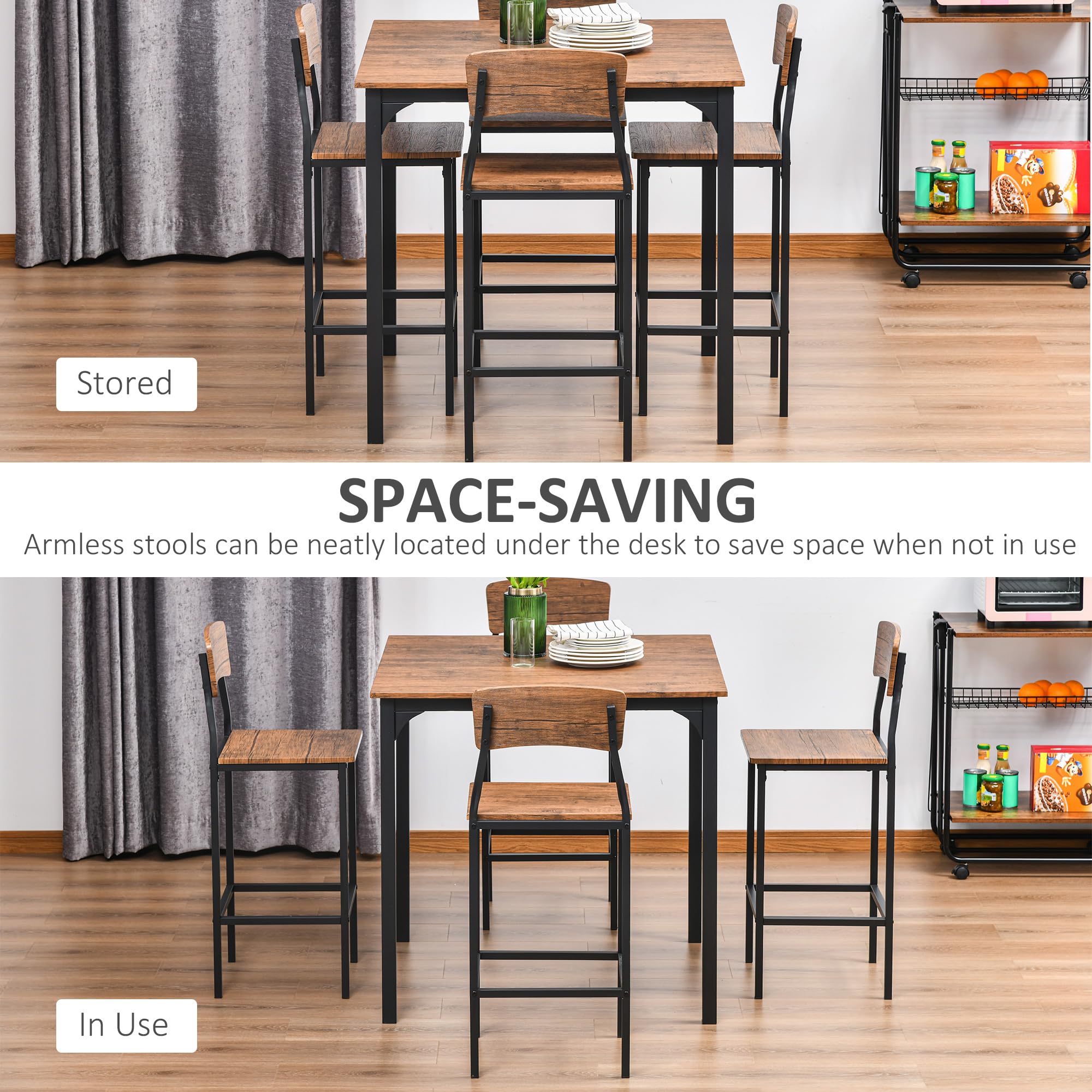 5-Piece Counter Height Dining Table Set with Footrest