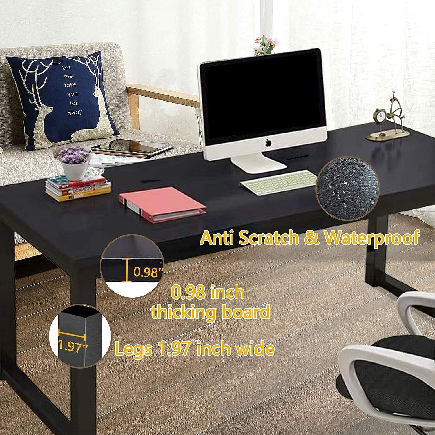 63 Inch Computer Desk with Metal Frame