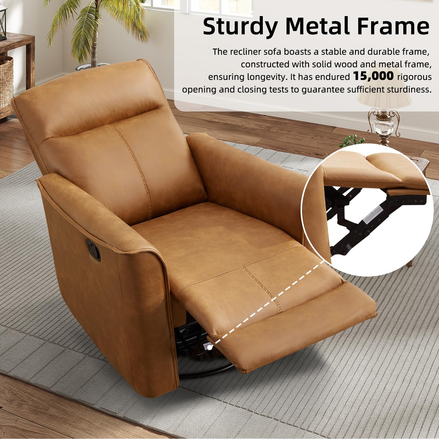 Swivel Rocker Recliner Glider Chair with Soft Backrest