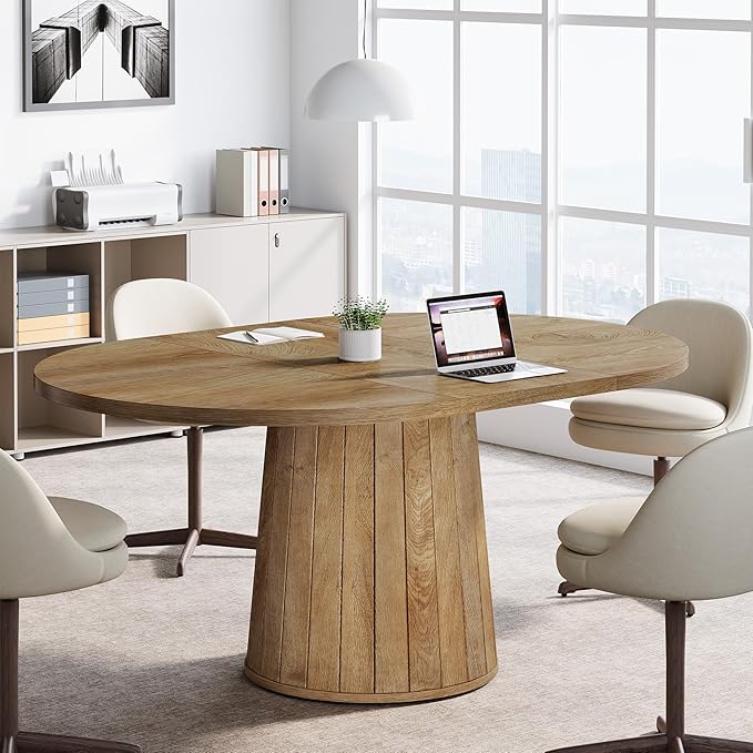 Oval Conference Table 55 Inches Wood Meeting Table for 6 People