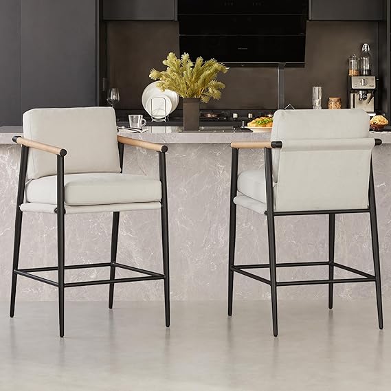 Mid Century Modern Counter Height Bar Stools Set of 2