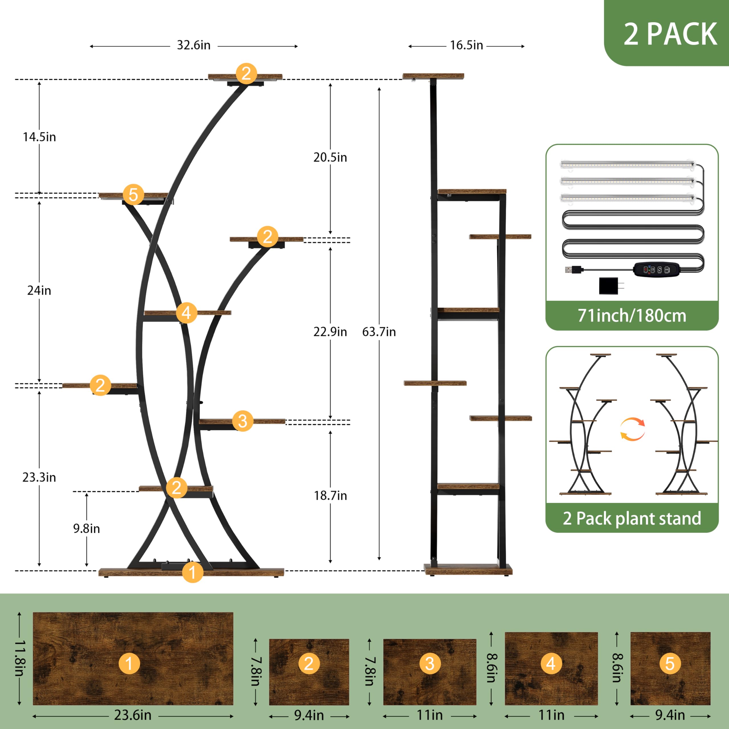 8-Tier Plant Stand with LED Grow Lights