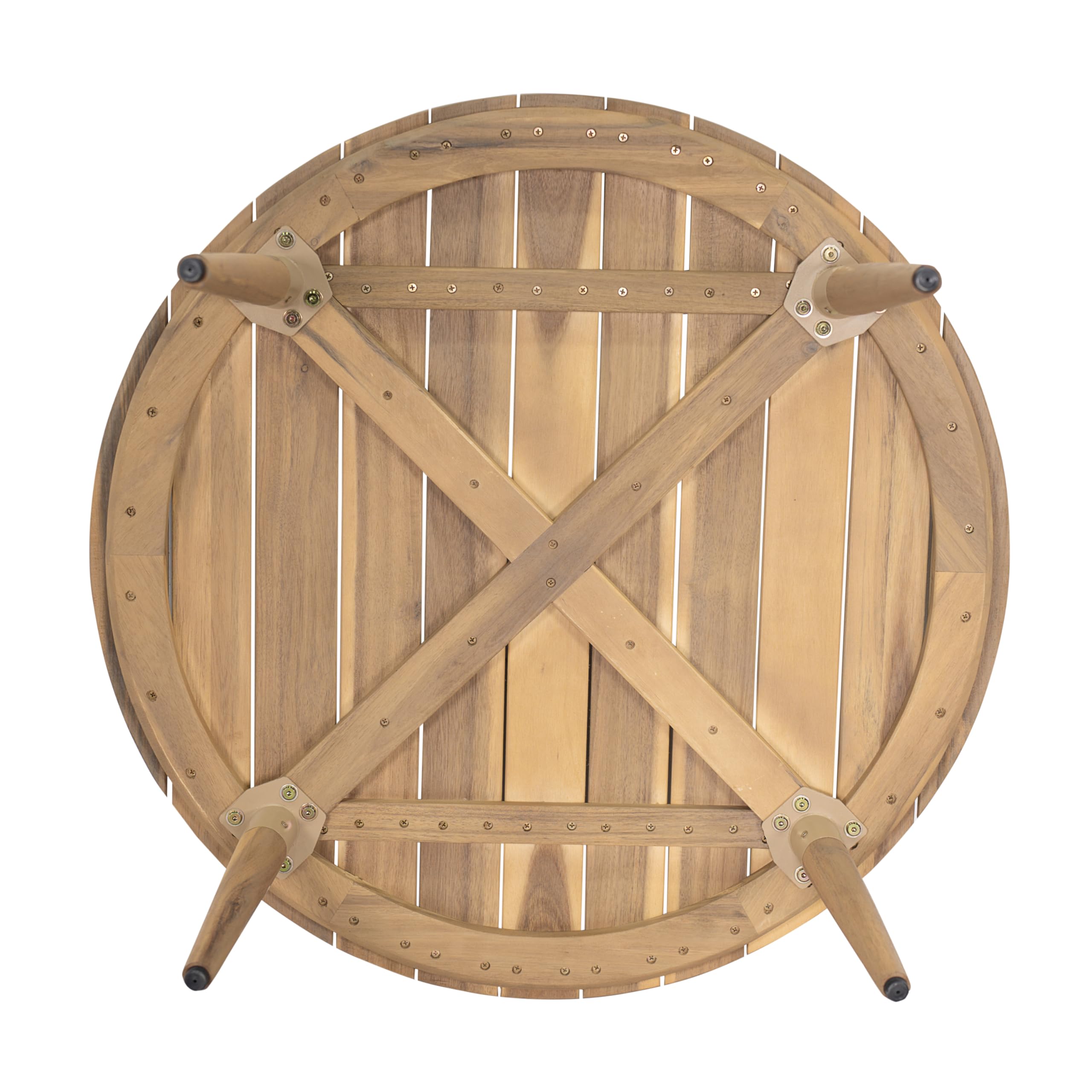 Round Acacia Wood Outdoor Coffee Table